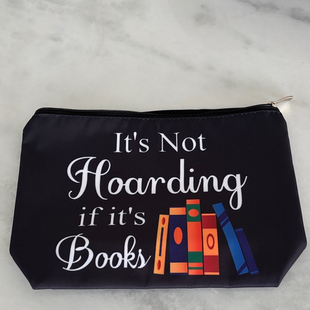 Black Book-Lover Zip Pouch with Colorful Book Accent